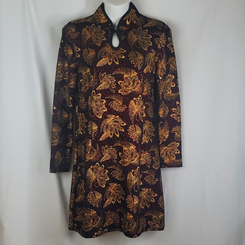 Cheongsam quipao gold red and black sz XL